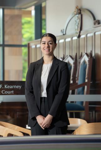 Jazmin Grant in the Moot Courts on campus
