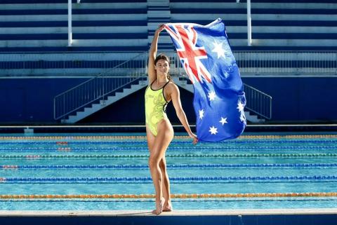 Kiera Gazzard with flag