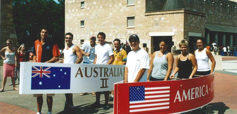  A mock re-enactment of the America's Cup of 1983 