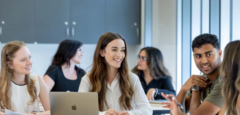 A small group of students in a classroom