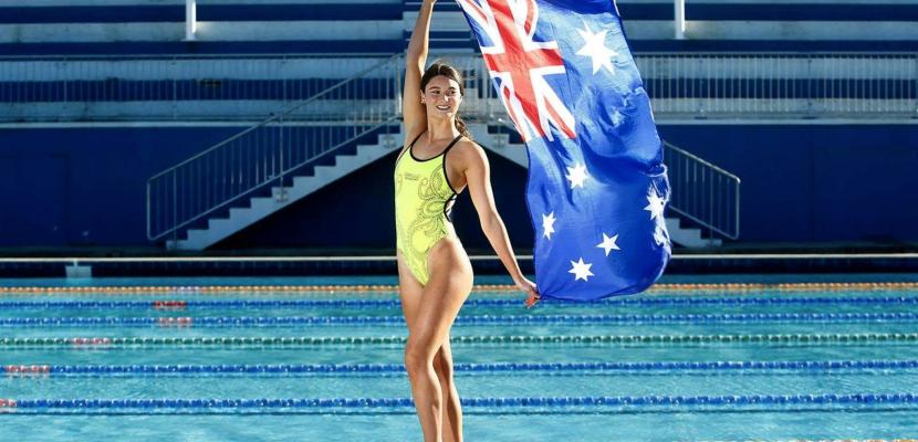 Kiera Gazzard with flag