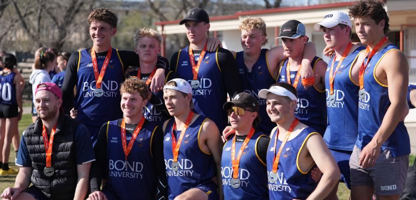 Bond's UniSport Div 1 men's touch team with their silver medals