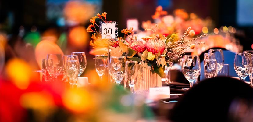 Close up of table setting at Indigenous Gala